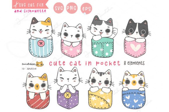 Kawaii Cute Cat in Shirt Pocket Svg Review