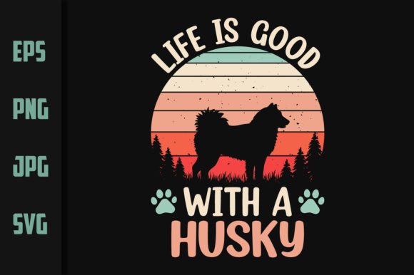Siberian Husky Dog Design Vector Review